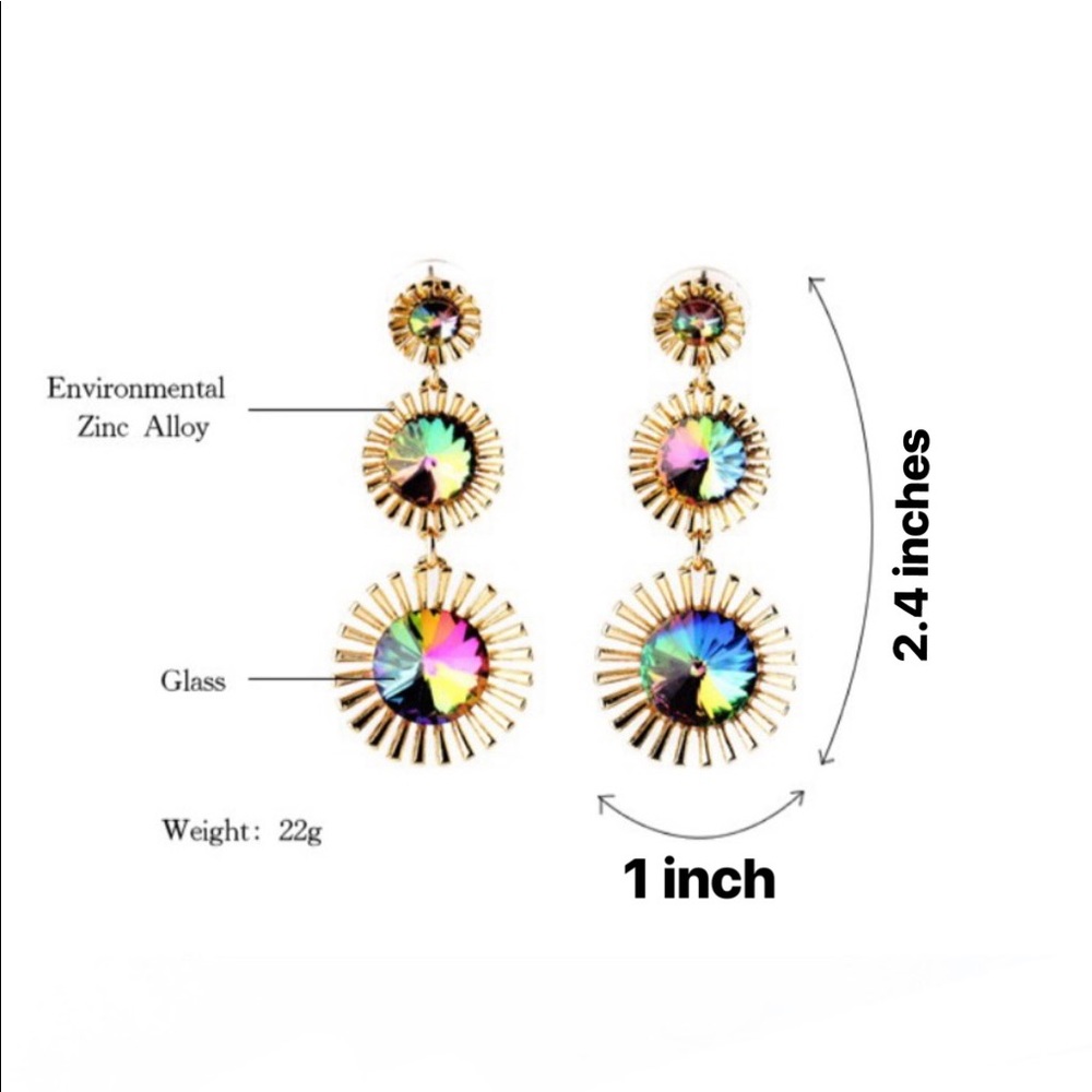 Multicolored crystal earrings - Picture 7 of 8